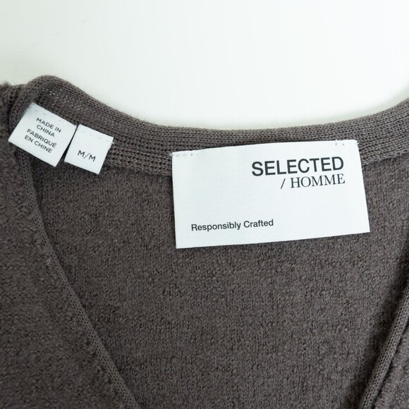 Selected Homme Boiled Wool Vest Mens Medium Brown Gillet - Picture 6 of 11